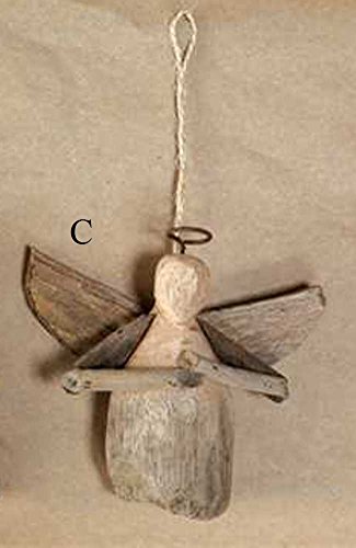 Creative Co-Op Natural Lodge Collection Driftwood Angel Ornament, Choice of Style (C)