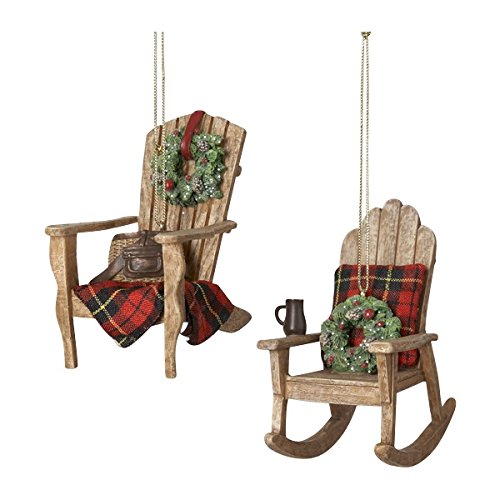 Kurt Adler 4″ Resin Lodge Chair With Wreath And Blanket