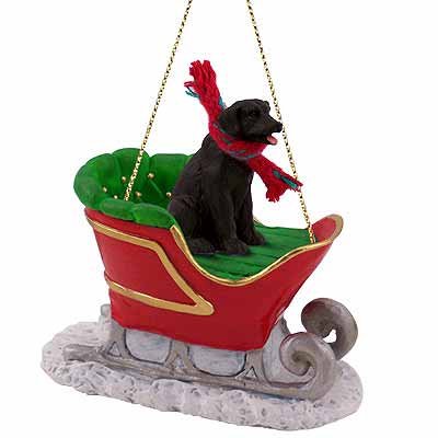 Black Lab Sleigh Christmas Ornament for Dog Lovers