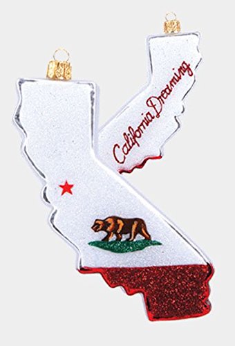 California State Flag Outline Polish Blown Glass Christmas Ornament Decoration