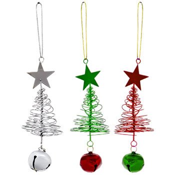 Toddler Kids Teens Christmas Looped Star Wire Decoration Decor Decorations Christmas Tree Ornaments, 6-ct.3 Packs Red Silver Green Trees