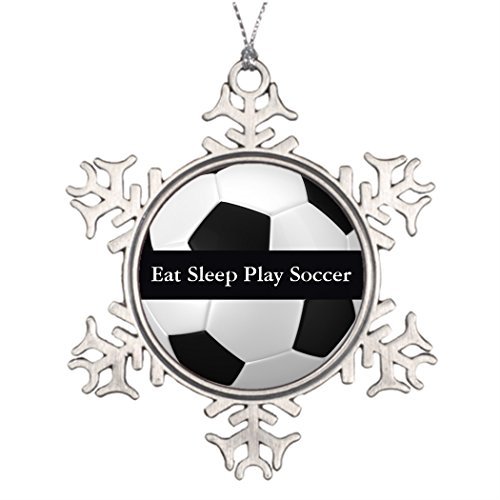 Christmas Snowflake Ornaments Eat Sleep Play Soccer Tree Branch Decoration