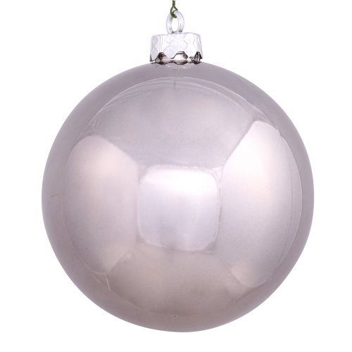 Vickerman Shiny Finish Seamless Shatterproof Christmas Ball Ornament, UV Resistant with Drilled Cap, 12 per Bag, 3″, Pewter