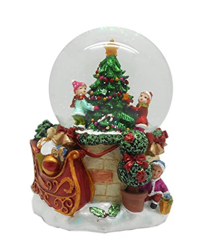 Lightahead PolyResin 80MM Musical Water Snow Ball Playing a Tune & Rotating Table Top Decoration for Christmas (Christmas Tree)