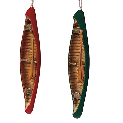 Canoe Ornaments Set of 2 Resin