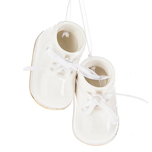 Midwest-CBK Baby Booties Ornament, Porcelain, White