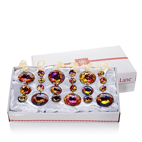 Winter Lane Multi Color Crystal Christmas Ornaments – 6 Pack