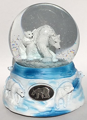 Polar Bear Musical Snow Globe Glitterdome 100mm