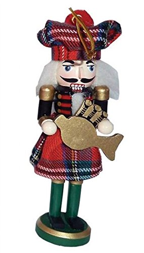 Scottish Man in Kilt with Bagpipes Wooden Christmas Tree Nutcracker Ornament New
