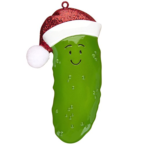 Personalized Christmas Ornament Hide the CHRISTMAS PICKLE WITH SANTA HAT
