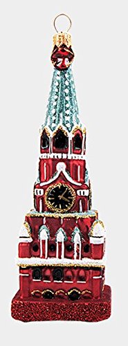 Kremlin Clock Spasskaya Tower Moscow Russia Polish Glass Christmas Ornament