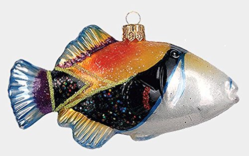 Reef Triggerfish Ocean Life Fish Polish Mouth Blown Glass Christmas Ornament