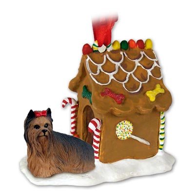 Yorkie Yorkshire Terrier Gingerbread House Christmas Ornament