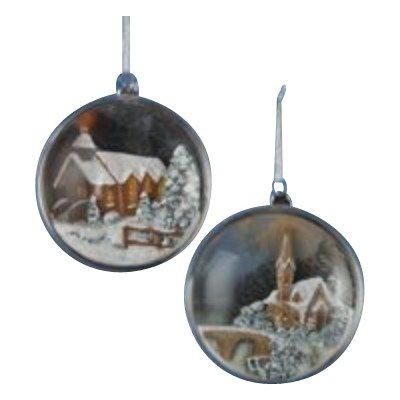Thomas Kinkade Winter Scene Dome Ornament – Set of 2