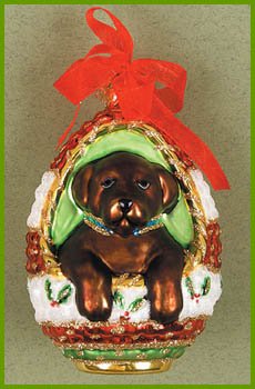 Cobane Studio LLC COBANED287 Playful Puppy Chocolate Lab Ornament