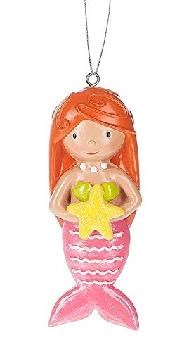 Baby Girl Mermaid with Starfish Christmas Holiday Ornament 3.25 Inches