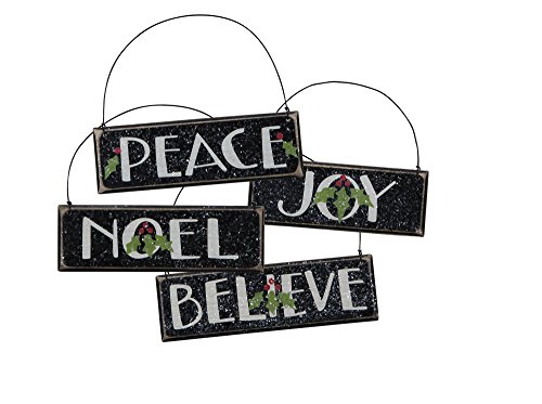 Ornaments – Holiday Peace, Noel, Joy, Believe Christmas Set of 4