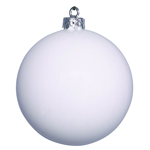 Vickerman Shiny Finish Seamless Shatterproof Christmas Ball Ornament, UV Resistant with Drilled Cap, 12 per Bag, 2.75″, White