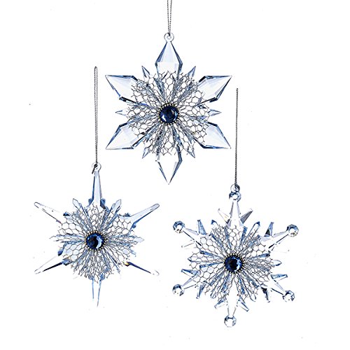 Kurt Adler 4 9″ Acrylic Blue Snowflake Ornament 3/a