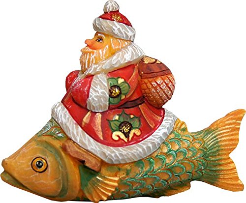 G. Debrekht Traveling Santa on Fish Figurine Ornament