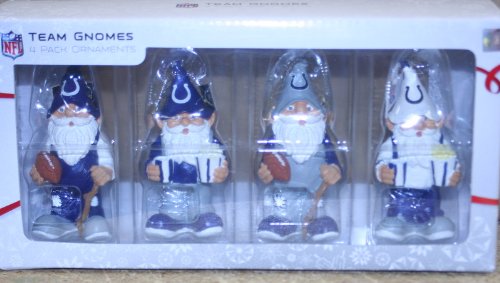NFL Indianapolis Colts 4 Pack Gnomes Football Ornaments Forever Collectibles