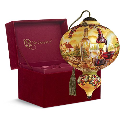 Ne’Qwa Art, Housewarming Gifts, “Tuscan Vineyard” Artist Dona Gelsinger, Marquis-Shaped Glass Ornament, #7161112