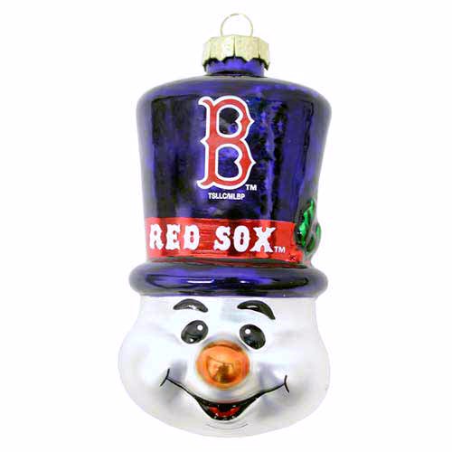 MLB Boston Red Sox Blown Glass Top Hat Snowman Ornament