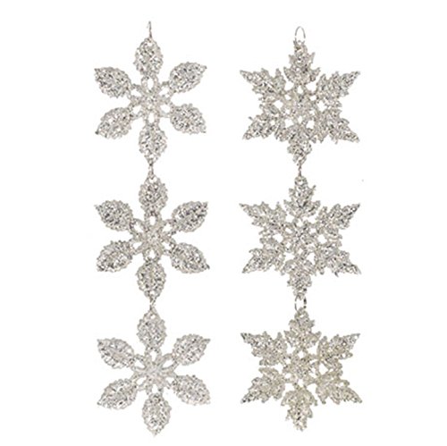 RAZ Imports – 5.5″ Delicate Silver Glittery Snowflake Drop Christmas Tree Ornaments – Set of 2
