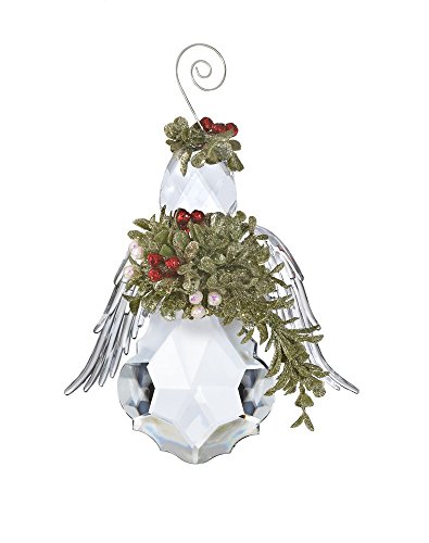 Ganz Kissing Krystals Angel Ornament w/ White and Red Berries and Mistletoe