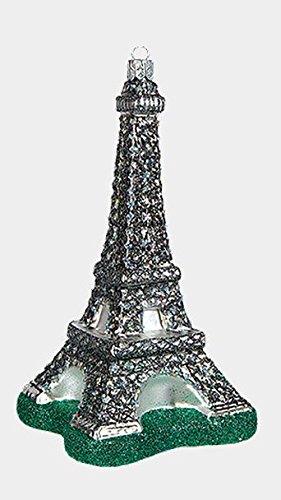 Eiffel Tower Paris France Polish Mouth Blown Glass Christmas Ornament Decoration