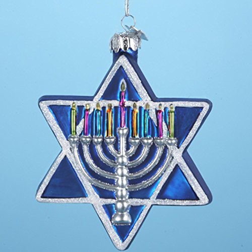 4.5″ Noble Gems Glass Jewish Star of David Hanukkah Ornament