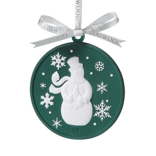 Wedgwood by Waterford Traditional Snowman Cameo Ornament, Green/White