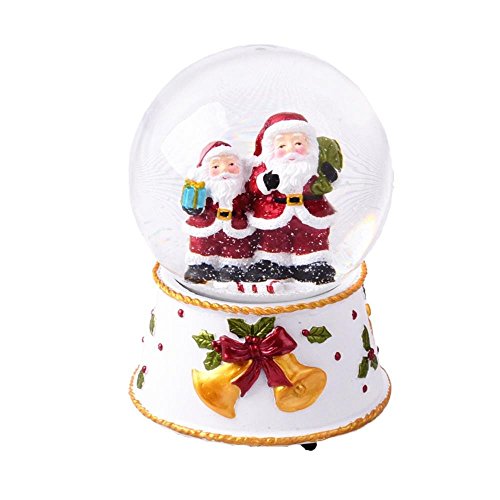 Lightahead 100MM Christmas Snow Water Globe with Falling Snowflakes & music playing Water ball Table Top Decoration in Polyresin (Santa)