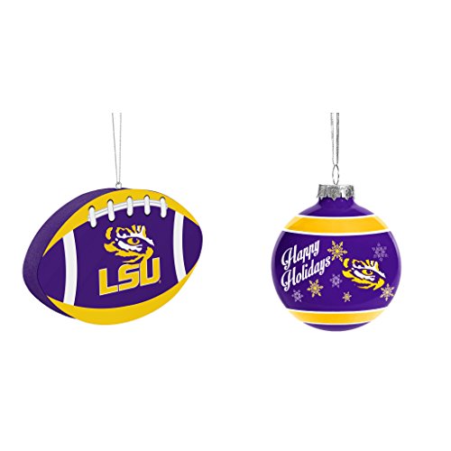 NCAA LSU Tigers Foam Christmas Ball Ornament ORNAMENT GLASS BALL Bundle 2 Pack By Forever Collectibles