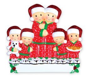 Pajama Family of 6 Personalized Christmas Tree Ornament