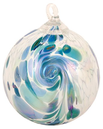Glass Eye Studio Classic Blue Hydrangea Feather Ornament