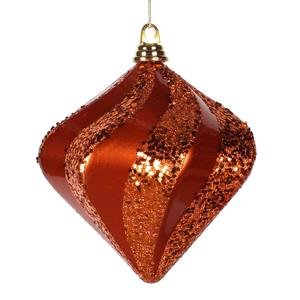 Vickerman 8″ Orange Candy and Glitter Finish Swirl Diamond Christmas Ornament