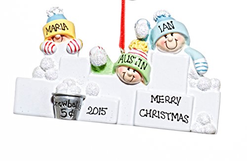 Family 3 (three) Person Personalized Name SnowBall Holiday Christmas Tree Ornament-Free Name Personalized – Shipped In One Day