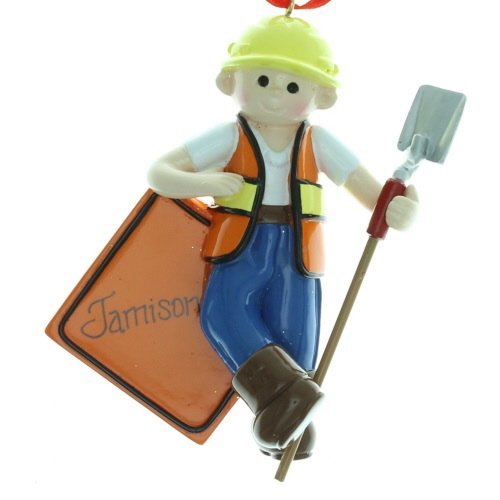 Construction Guy Personalized Christmas Tree Ornament
