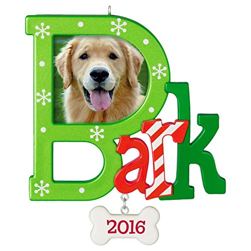 Hallmark Keepsake 2016 “Dog  Bark” Dated Picture Frame Holiday Ornament