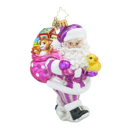 Christopher Radko Toyland Deliveries Girl Baby and Santa Christmas Ornament