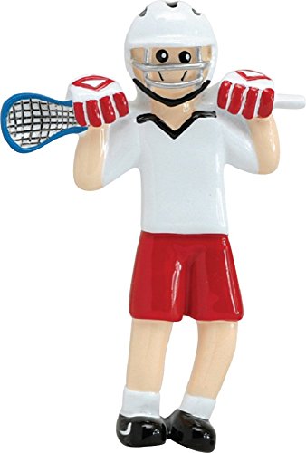 Lacrosse Boy Player in Red Uniform Sports Christmas Tree Ornament Decoration New