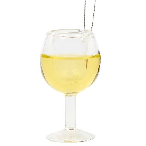 Glass Wine Glass Ornament T0748-C White Wine by Kurt Adler