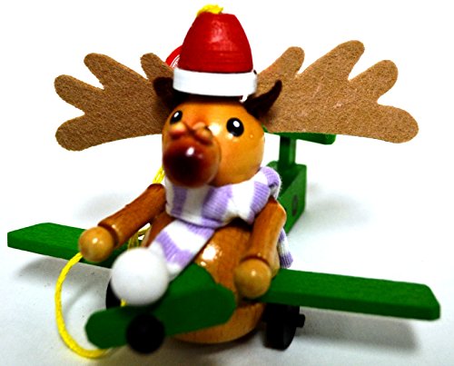 Steinback Handmade German Wooden Ornament (Reindeer Skier)