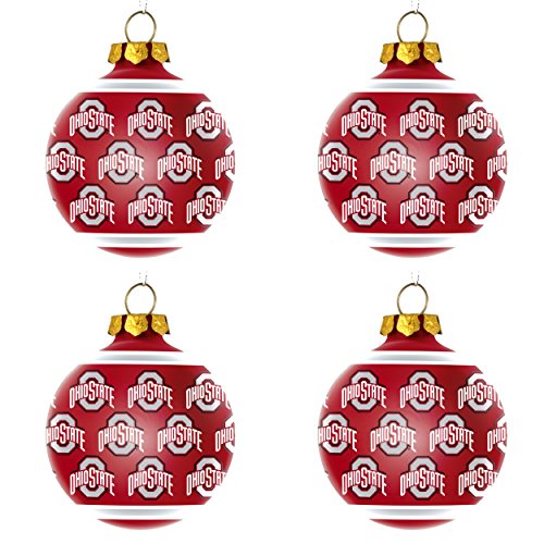 NCAA Ohio State Buckeyes Repeat Glass Ball Christmas Ornament Bundle 4 Pack By Forever Collectibles