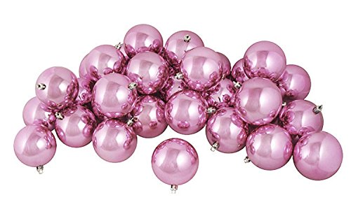 Vickerman 21294372 60 Count Shiny Bubblegum Pink Shatterproof Christmas Ball Ornaments, 2.5″