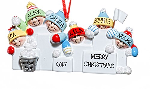 Family 6 (six) Person Personalized Holiday Snowball Christmas Tree Ornament-Free Names Personalized – Shipped In One Day