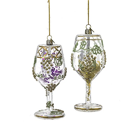 Kurt Adler 6-inch Noble Gems Wine Glass Ornaments, Set of 2