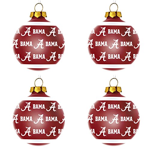 NCAA Alabama Crimson Tide Repeat Glass Ball Christmas Ornament Bundle 4 Pack By Forever Collectibles