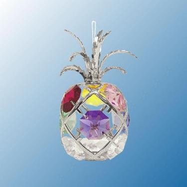 24k Gold Pineapple Ornament – Multicolored Swarovski Crystal
